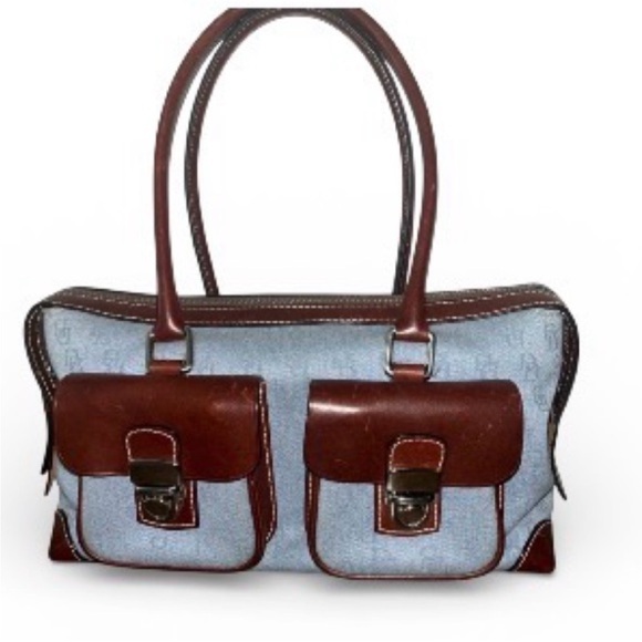 Dooney & Bourke
Denim Canvas Satchel Leather Trim  Double Pocket - Picture 5 of 11